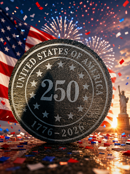 250 Years ornate scroll banner coaster design