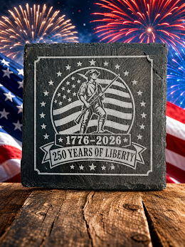 Soldier with American flag coaster design